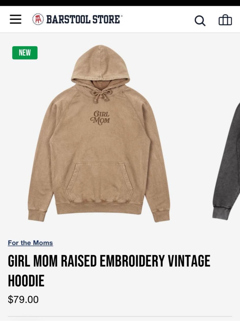 Barstool Store Girl Mom Raised Embroidery Vintage Hoodie - Tan
